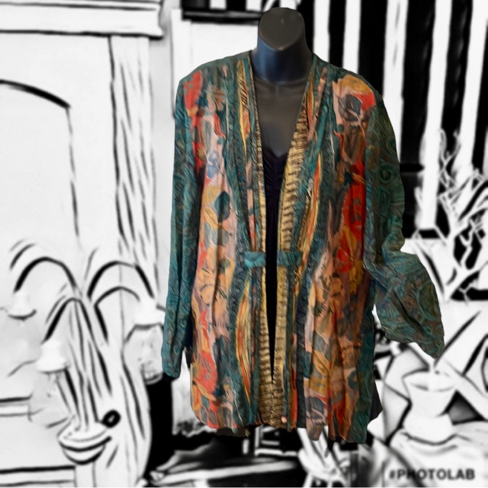 Vintage Bohemian Floral Pattern Print Kimono Jacket Cardigan